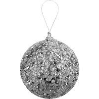 VFM e-Store Christmas Hanging Ball Decoration 22cm x 8cm Silver X 1 | Size: 22 cm x 8 cm