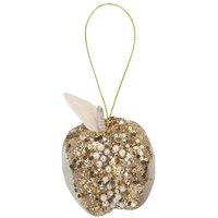 VFM e-Store Christmas Velvet Apple Hanging Decoration 13cm x 8cm Gold X 1 | Size: 13 cm x 8 cm