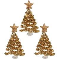 VFM e-Store Christmas Tree Glass Decoration 15cm x 29cm Gold X 1 | Size: 15 cm x 29 cm