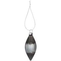 VFM e-Store Christmas Hanging Glass Bauble Decoration 15cm x 7cm Silver X 1 | Size: 15 cm x 7 cm