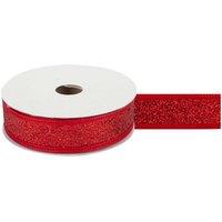 VFM e-Store Christmas Ribbon Garland Decoration 4cm x 10cm Red X 1 | Size: 4 cm x 10 cm