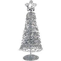 VFM e-Store Christmas Glittery Tree Decoration 21cm x 8cm Silver X 1 | Size: 21 cm x 8 cm