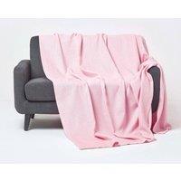 Homescapes Cotton Waffle Blanket Throw - Soft, Breathable & Skin-Friendly in Pink | Size: 125 cm x 150 cm