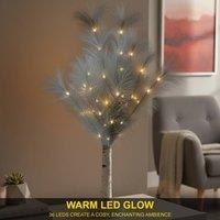 Shatchi 70cm Lighted Feather Tree Lamp - Warm White LED, Battery Operated in Grey