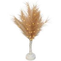 Shatchi 70cm Lighted Feather Tree Lamp - Warm White LED, Battery Operated in Beige