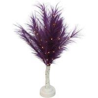 Shatchi 70cm Lighted Feather Tree Lamp - Warm White LED, Battery Operated in Purple