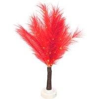 Shatchi 70cm Lighted Feather Tree Lamp - Warm White LED, Battery Operated in Red