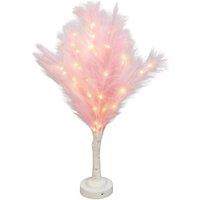Shatchi 70cm Lighted Feather Tree Lamp - Warm White LED, Battery Operated in Pink