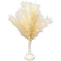 Shatchi 70cm Lighted Feather Tree Lamp - Warm White LED, Battery Operated in Cream