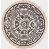 Homescapes Black & White 100% Cotton Mandala Printed Round Rug | Size: 130 cm diameter