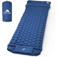 Voyager Sleeping Pad - Ergonomic Design Easy Inflation/Deflation in Dark Blue | Size: Single