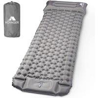 Voyager Sleeping Pad - Ergonomic Design Easy Inflation/Deflation in Light Grey | Size: Single