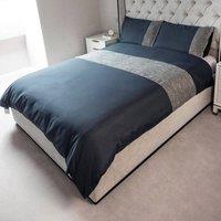 Voltico Natural Jacquard Duvet Cover Set - Cream, Linen & Navy | Single - King | Size: Double