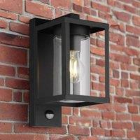 CGC Lighting Outside Wall Light Black Modern, E27 Bulb, Mains Powered, Garden, Porch, Patio Black PIR