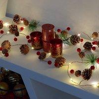 Globrite Christmas Garland 6.5ft/2M Pre Lit Decoration with 20 LEDs Fireplace Indoor in Warm White