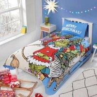 Grinch Sleigh Shaped Blue Christmas Duvet Cover Set Single Bedding Set