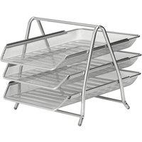 MANTRARAJ 3 Tier Letter Tray A4 Mesh Filing Trays Holder Desktop Document Paper File Storage Tray in Silver