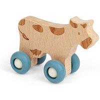 Bigjigs Toys Farm Animal on Wheels (Cow) - Mini Wooden Push Along Animals