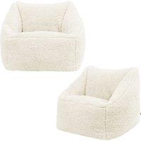 icon Kids Teddy Bean Bag Armchair Kids Bean Bags Set of 2 in Beige