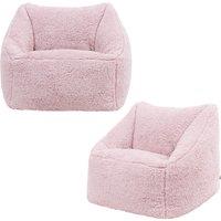 icon Kids Teddy Bean Bag Armchair Kids Bean Bags Set of 2 in Pink