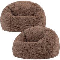icon 2 Pack Kids Kingston Teddy Berber Fleece Classic Dome Bean Bag in Brown | Size: Medium