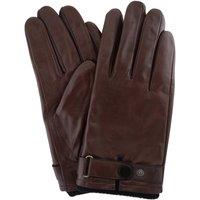 SNUGRUGS Men's Premium Soft Leather Glove, Elasticated Wrist, Warm Fleece Lining in Brown | Size: Small