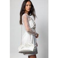 Oasis Women's Liora Satin Ruched Large Clutch Bag in Ivory