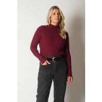 SOLO Women's Ribbed Knit Jumper with Button Detail in Wine | Size: 16
