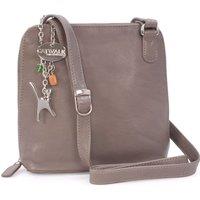 Catwalk Collection Handbags Women's Eleanor Leather Cross Body Bag in Grey | Size: Medium