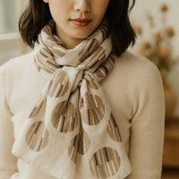 My Posh Shop Women's Grey Circle Pattern Lightweight Scarf in Beige
