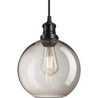 Industville Brooklyn Glass Globe Pendant - 9 Inch - Mocha in Black | Size: 9 inches