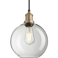 Industville Brooklyn Glass Globe Pendant - 9 Inch - Clear in Metallic Gold | Size: 9 inches