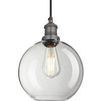 Industville Brooklyn Glass Globe Pendant - 9 Inch - Clear in Grey | Size: 9 inches