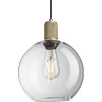 Industville Knurled Glass Globe Pendant Light - 9 Inch - Clear in Metallic Gold | Size: 9 inches