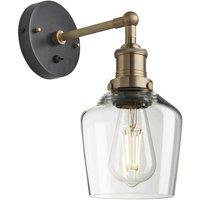 Industville Brooklyn Glass Schoolhouse Wall Light - 5.5 Inch - Clear in Metallic Gold | Size: Medium