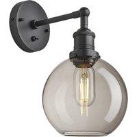 Industville Brooklyn Smoked Glass Globe Wall Light - 7 Inch - Mocha in Grey | Size: Medium