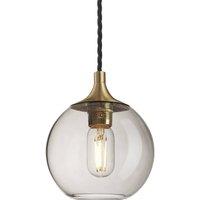 Industville Chelsea Smoked Glass Globe Pendant - 7 Inch - Mocha in Metallic Gold | Size: Medium