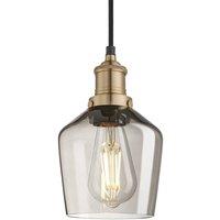 Industville Brooklyn Smoked Glass Schoolhouse Pendant Light - 5.5 Inch - Mocha in Metallic Gold | Size: Medium