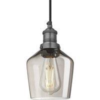 Industville Brooklyn Smoked Glass Schoolhouse Pendant Light - 5.5 Inch - Mocha in Grey | Size: Medium