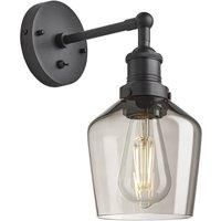 Industville Brooklyn Smoked Glass Schoolhouse Wall Light - 5.5 Inch - Mocha in Dark Grey | Size: Medium