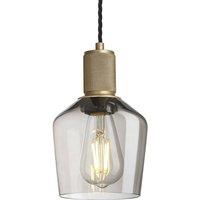 Industville Knurled Smoked Glass Schoolhouse Pendant - 5.5 Inch - Mocha in Metallic Gold | Size: Medium