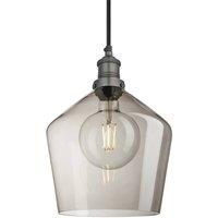 Industville Brooklyn Smoked Glass Schoolhouse Pendant Light - 10 Inch - Mocha in Grey | Size: 10 inches