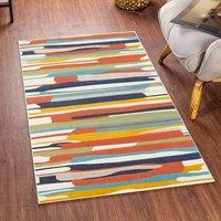 Livabliss City-Modern Orange Yellow Grey Living Dining Bedroom Rug in Coral | Size: 120 cm x 170 cm