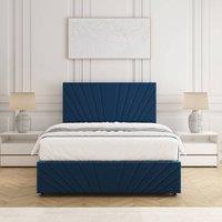 BSSPOKE Rose Divan Bed Plush 24 Headboard & Footboard Mattress & No Drawers in Blue | Size: King