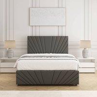 BSSPOKE Rose Divan Bed Plush 24 Headboard & Footboard Mattress & No Drawers in Grey | Size: Single