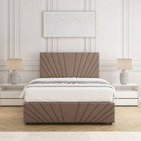 BSSPOKE Rose Divan Bed Plush 24 Headboard & Footboard Mattress & No Drawers in Taupe | Size: King