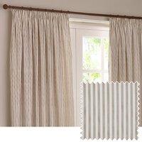 Yard Hebden Striped 100% Cotton Lined Pencil Pleat Curtain Pair in Natural | Size: 168 cm width x 229 cm drop