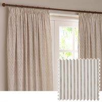 Yard Hebden Striped 100% Cotton Lined Pencil Pleat Curtain Pair in Natural | Size: 229 cm width x 137 cm drop