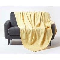 Homescapes 100% Cotton Throw Soft, Stylish & Machine Washable in Yellow | Size: 255 cm x 360 cm
