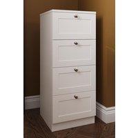 FWStyle 4 Drawer Shaker Style Tallboy Chest Of Drawers Deep Design Bedroom Storage in White